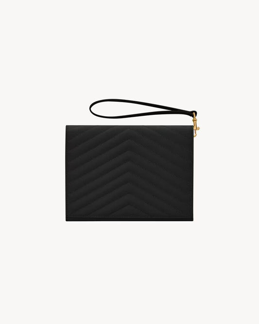 SAINT LAURENT CASSANDRE MATELASSÉ FLAP POUCH in pelle goffrata grain de poudre trapuntata