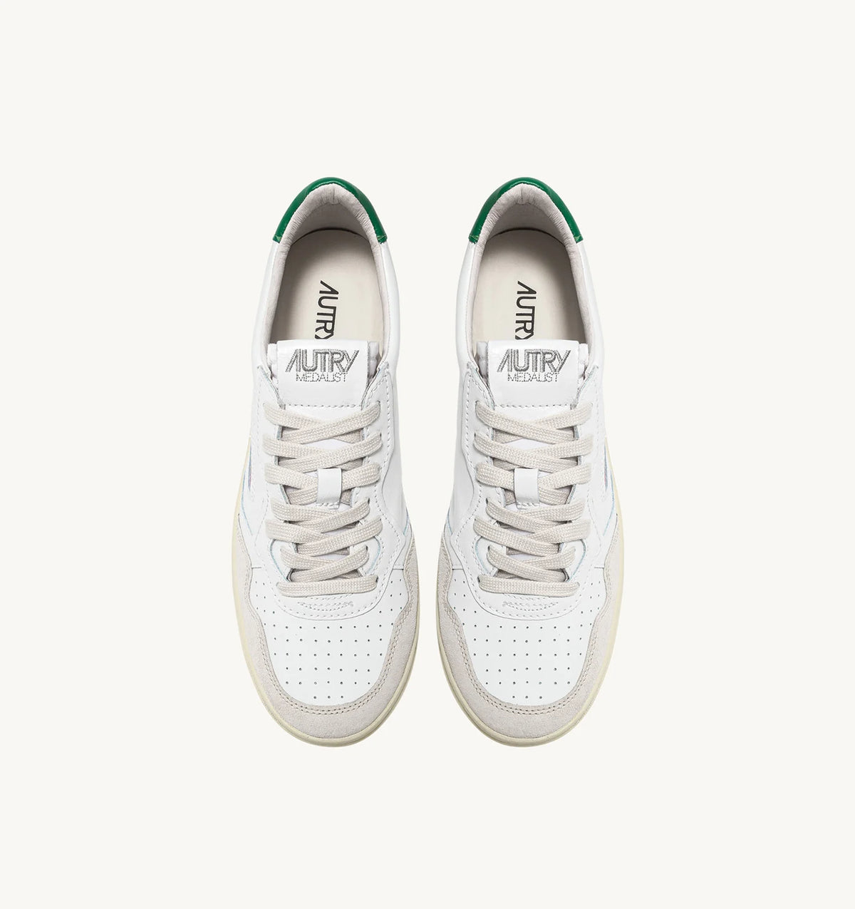 AUTRY SNEAKERS MEDALIST LOW IN PELLE BIANCA E AMAZON E SUEDE BEIGE