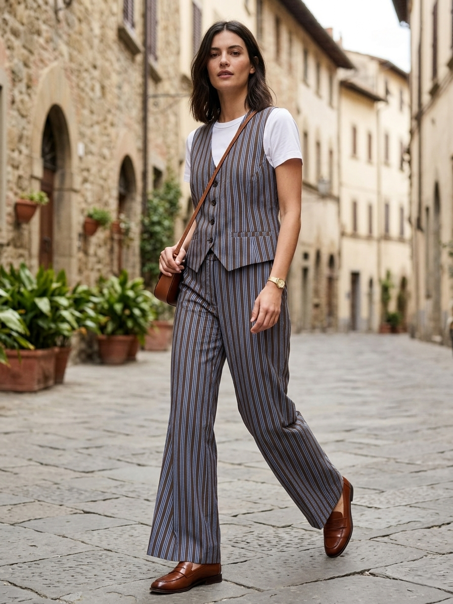 Gilet Eiki con elegante fantasia a righe