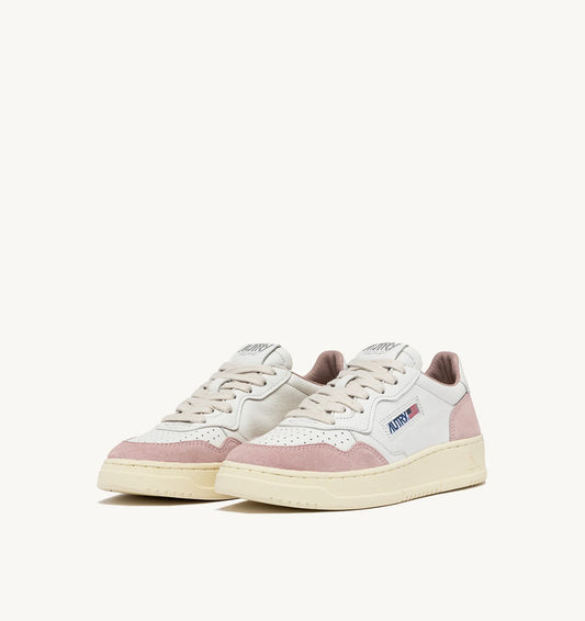 AUTRY SNEAKERS MEDALIST LOW IN PELLE E SUEDE COLORE BIANCO E POWDER