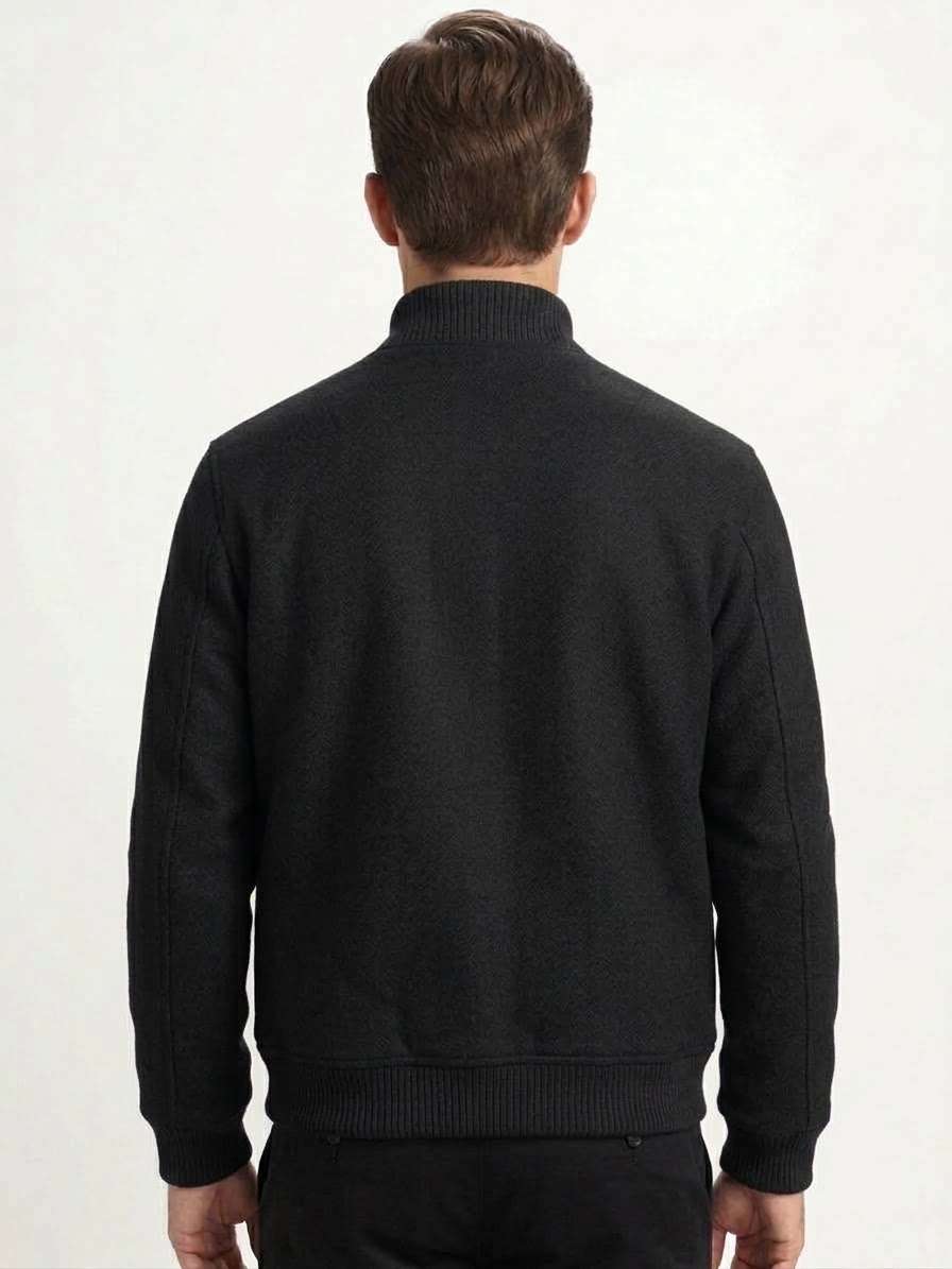 MARCO NILS Bomber Uomo in Misto Lana/Viscosa con Collo Alto