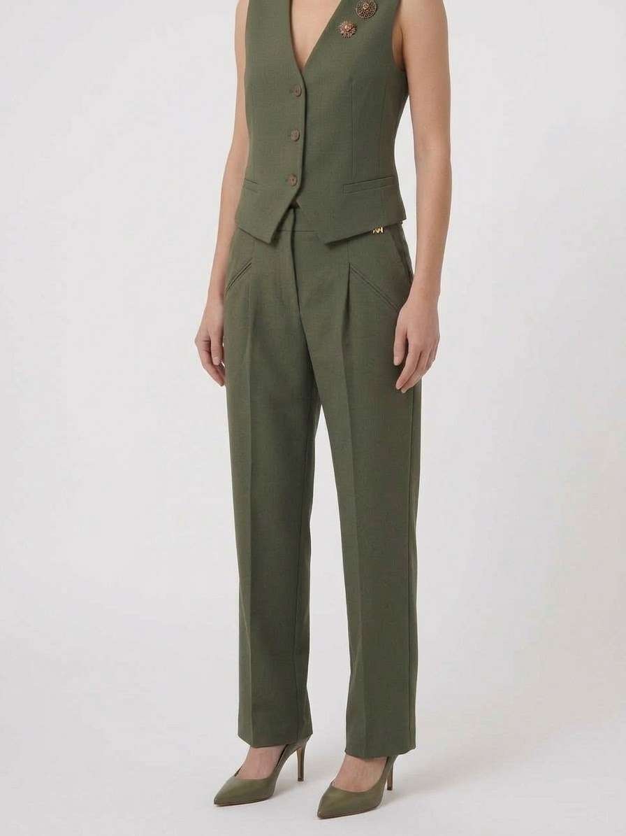 MARKUP Pantalone straight in flanella pettinata