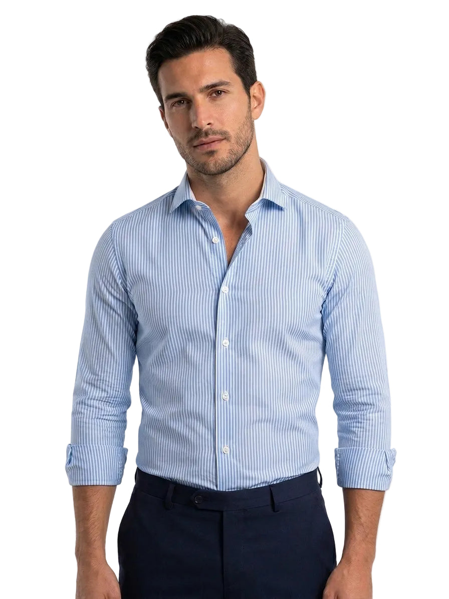 FRAPE ONE Camicia a righe bianco e azzurro