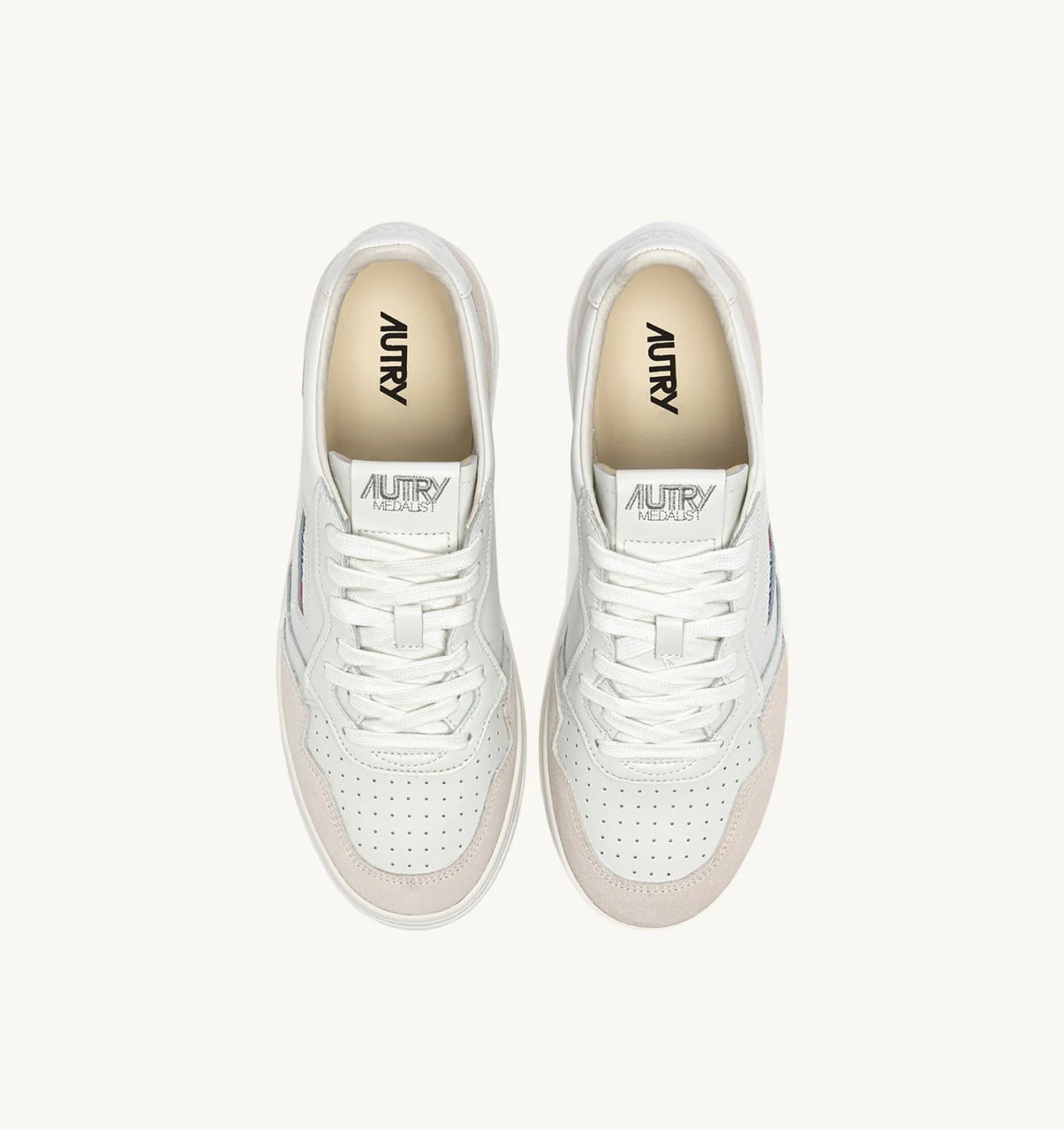 AUTRY SNEAKERS MEDALIST LOW IN SUEDE E PELLE BIANCA