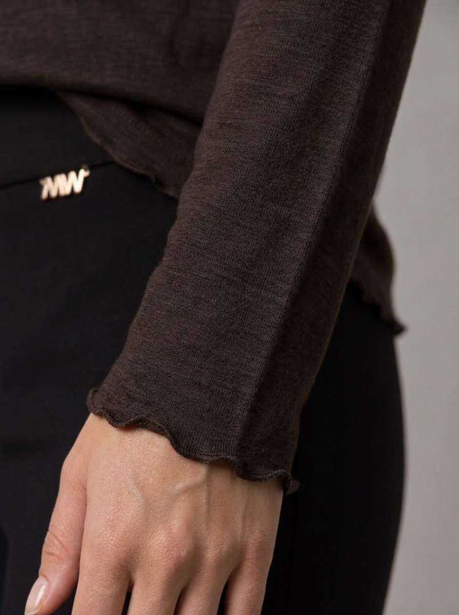 T-shirt girocollo in jersey misto cachemire