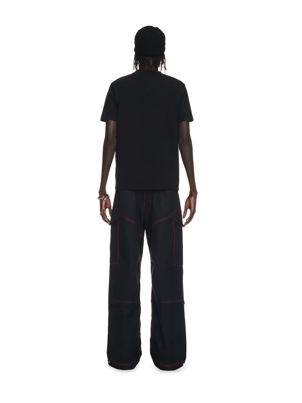 OFF-WHITE T-shirt slim nera con logo floccato e motivo arrow