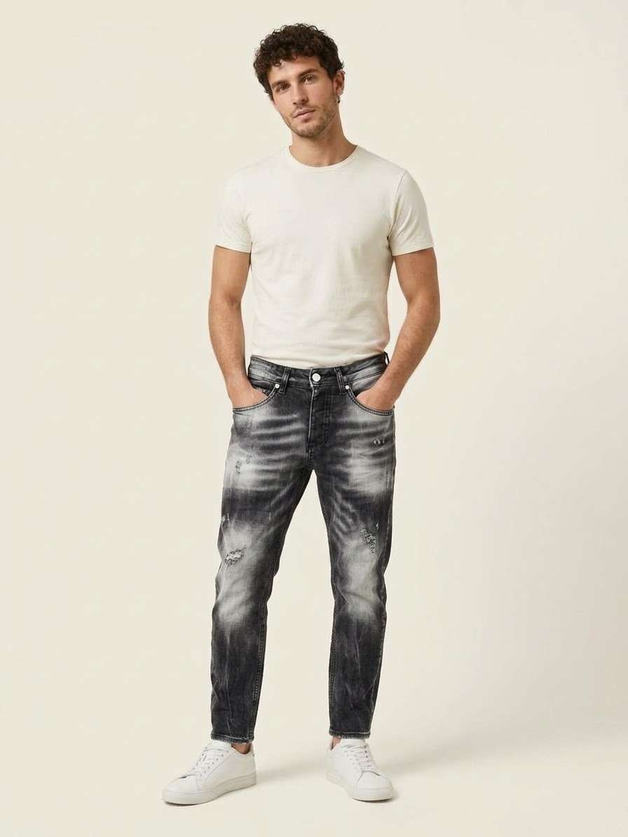 Jeans Uomo Frape One - Modello "New Woll" - grigio Scuro