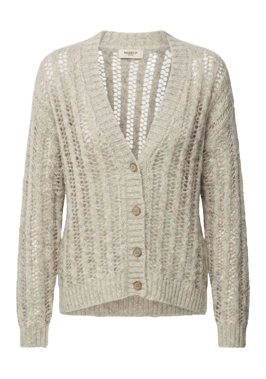MARKUP Cardigan traforato a trecce in filo lurex