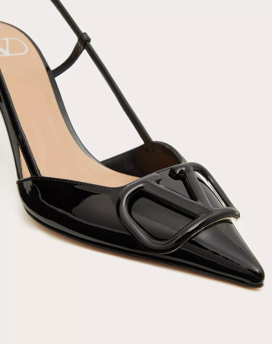 VALENTINO VLOGO SIGNATURE PATENT LEATHER SLINGBACK