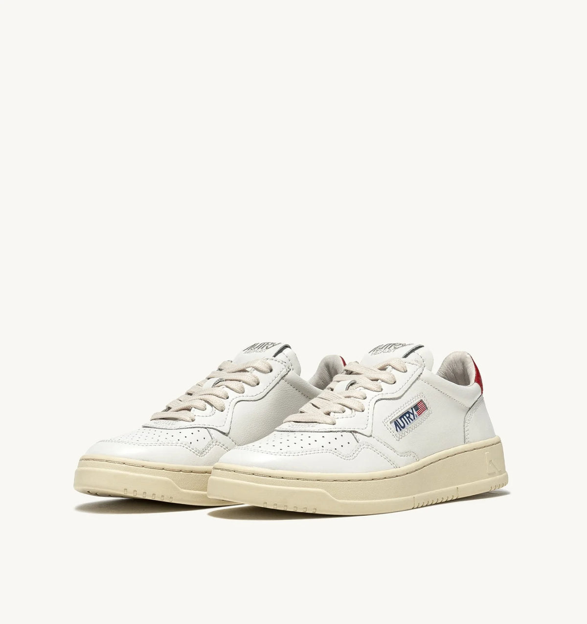 AUTRY SNEAKERS MEDALIST LOW IN PELLE BIANCA E ROSSA