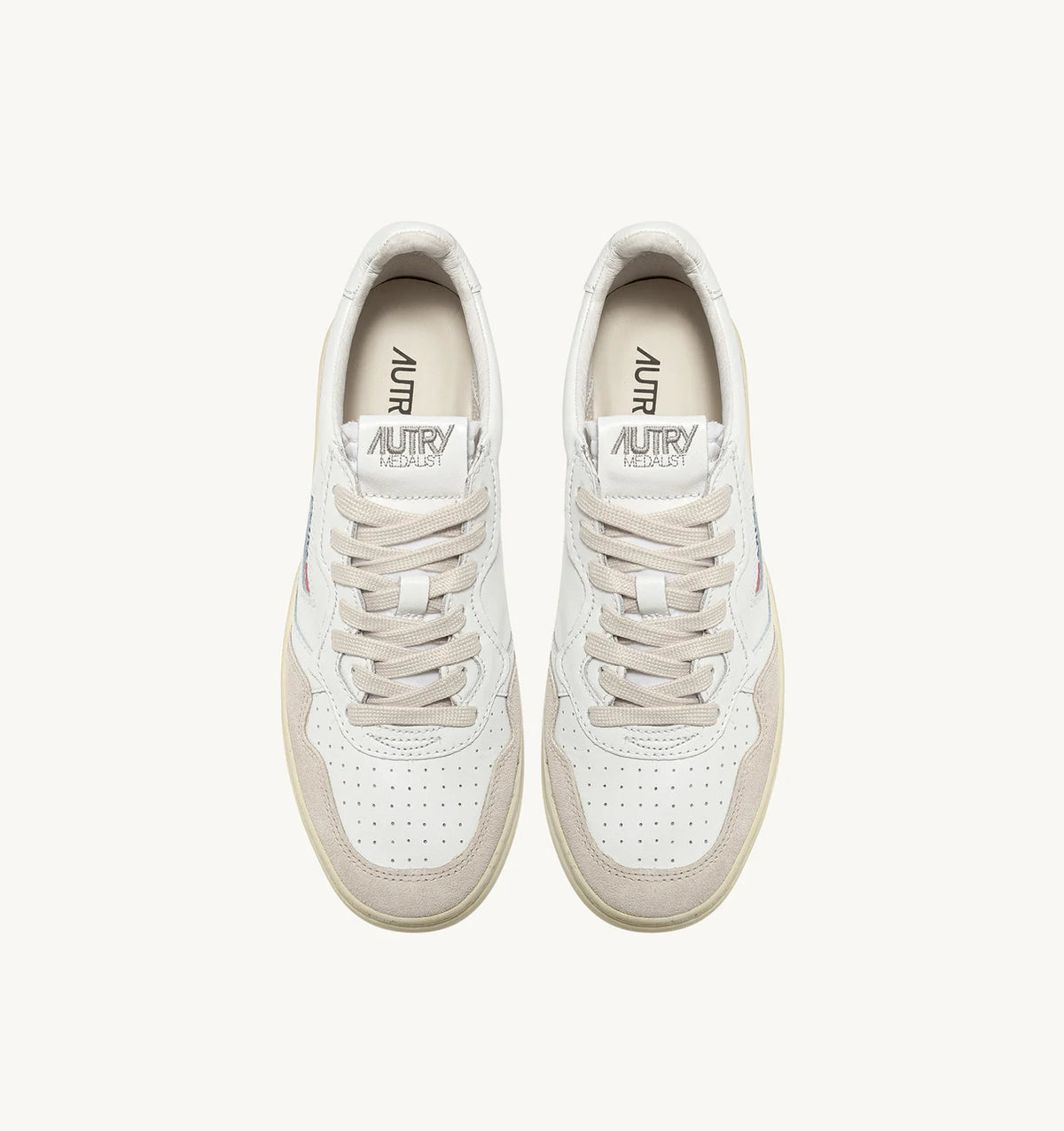 AUTRY SNEAKERS MEDALIST LOW IN PELLE BIANCA E SUEDE BEIGE