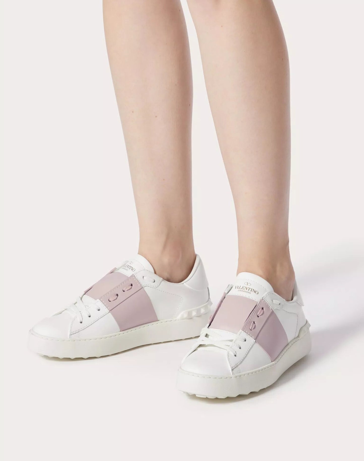SNEAKER OPEN IN VITELLO COLORE: BIANCO/WATER ROSE