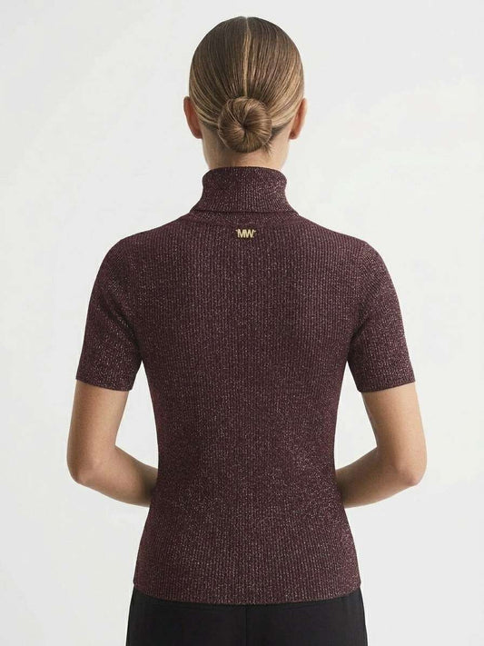 Lupetto a Maniche Corte in Maglia Lurex