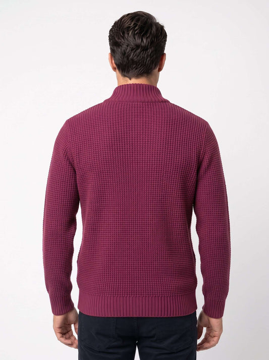 Cardigan Uomo a Nido d'Ape con Zip e Tasche Frontali