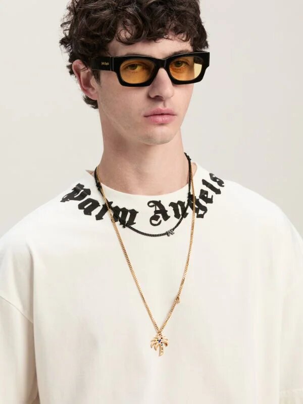 PALM ANGELS T-shirt neck logo bianca