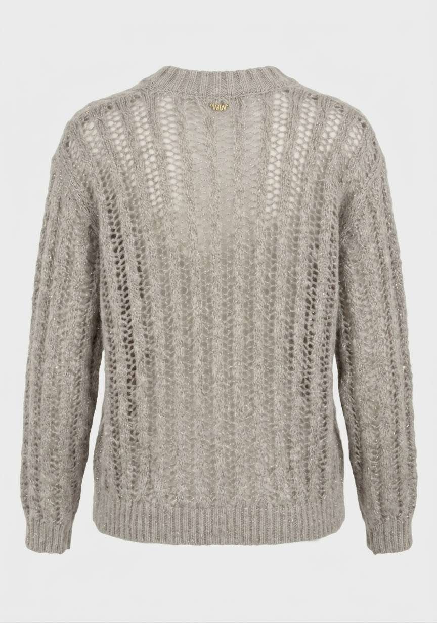MARKUP Cardigan traforato a trecce in filo lurex
