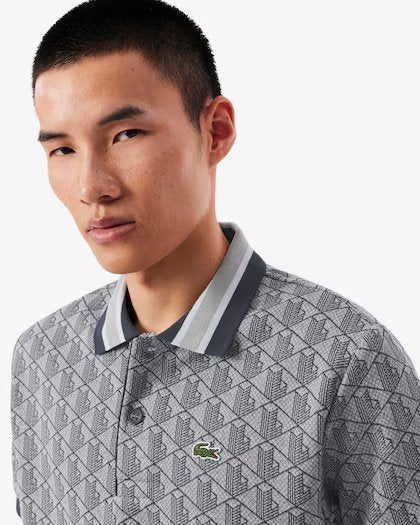 LACOSTE Polo dal taglio classico in jacquard con monogramma