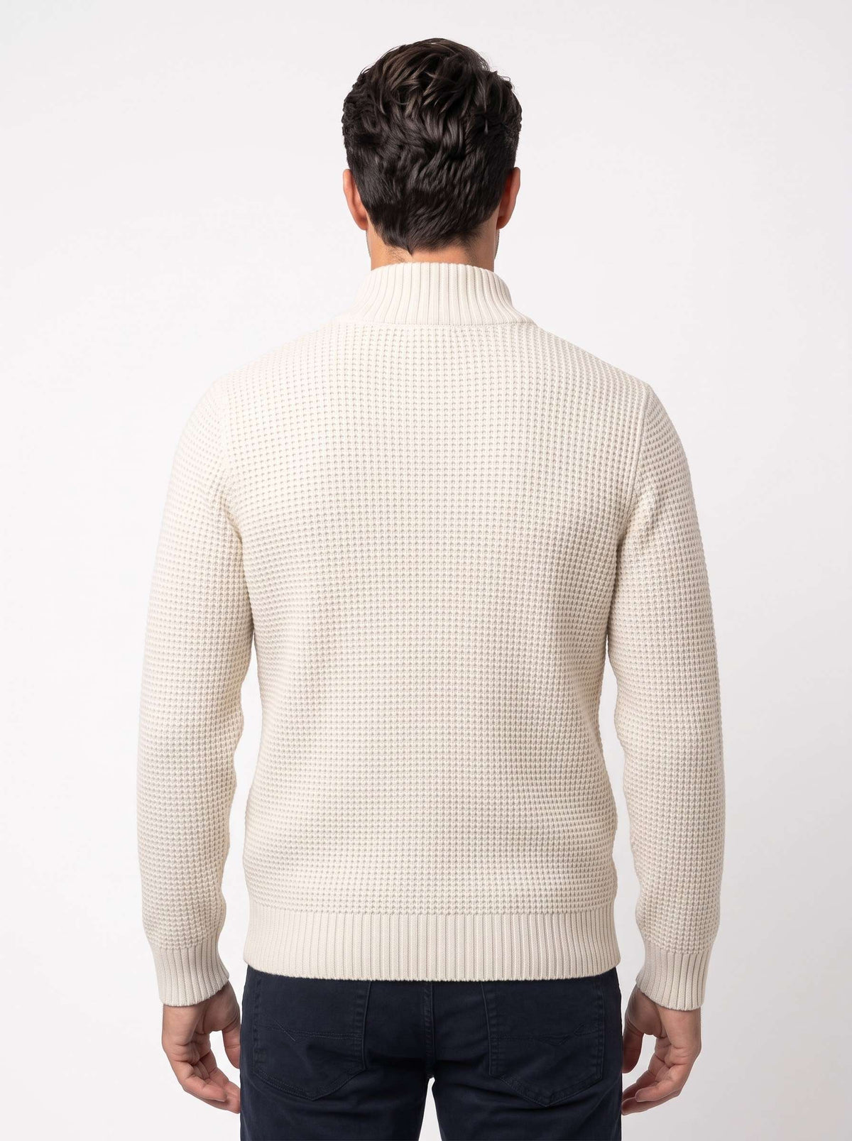 Cardigan Uomo a Nido d'Ape con Zip e Tasche Frontali