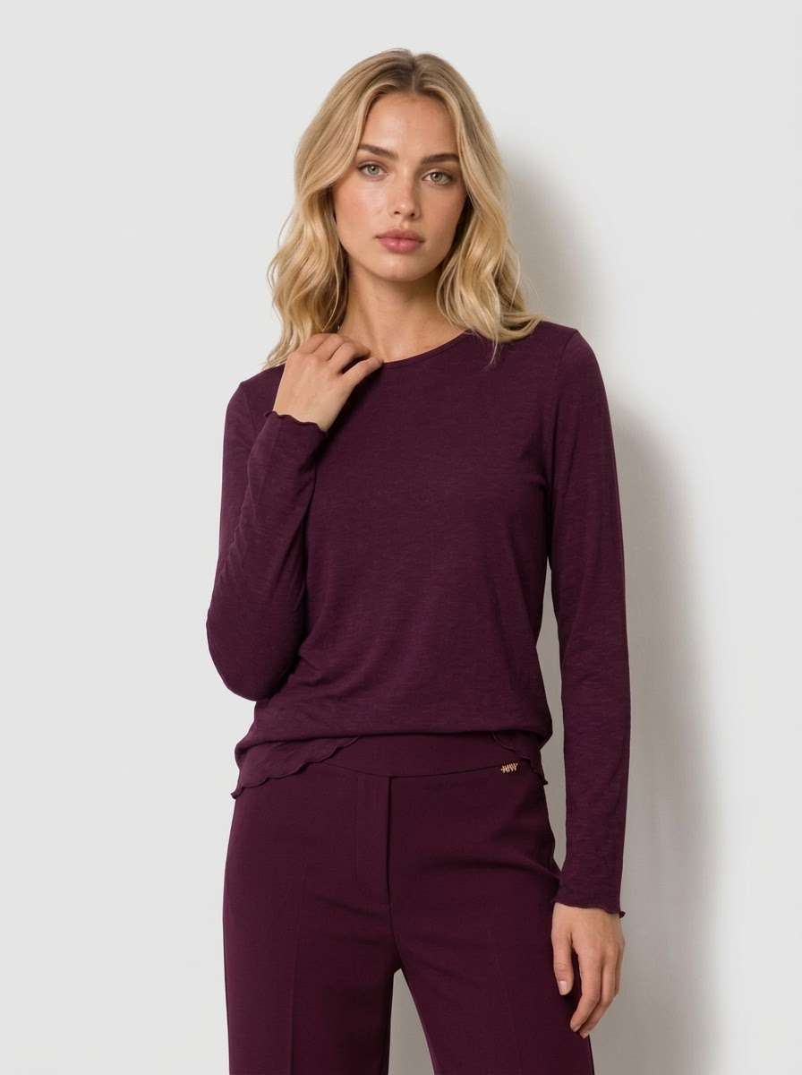 T-shirt girocollo in jersey misto cachemire