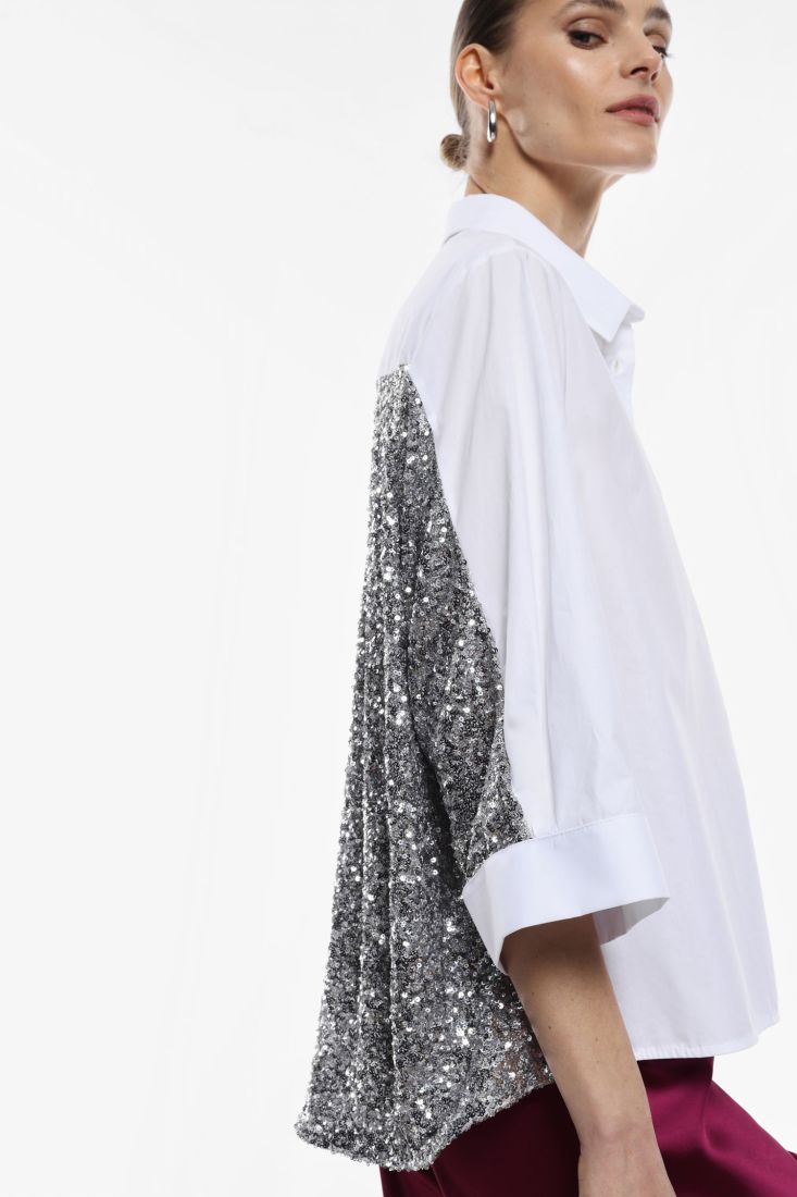 Camicia oversize con retro in paillettes