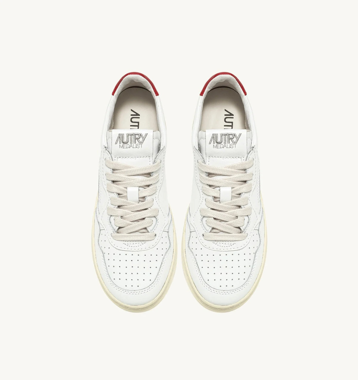 AUTRY SNEAKERS MEDALIST LOW IN PELLE BIANCA E ROSSA