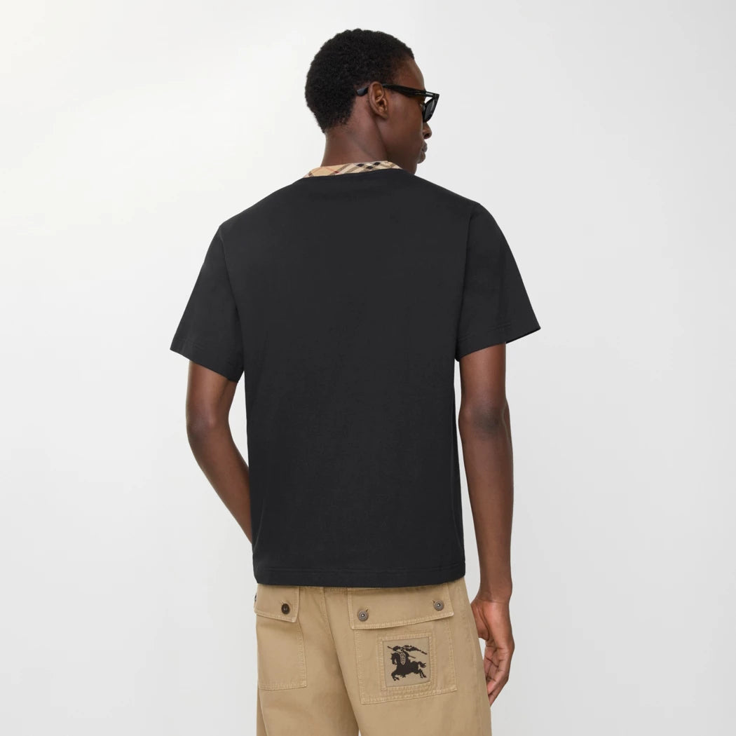 Burberry T-shirt in cotone con finiture Check