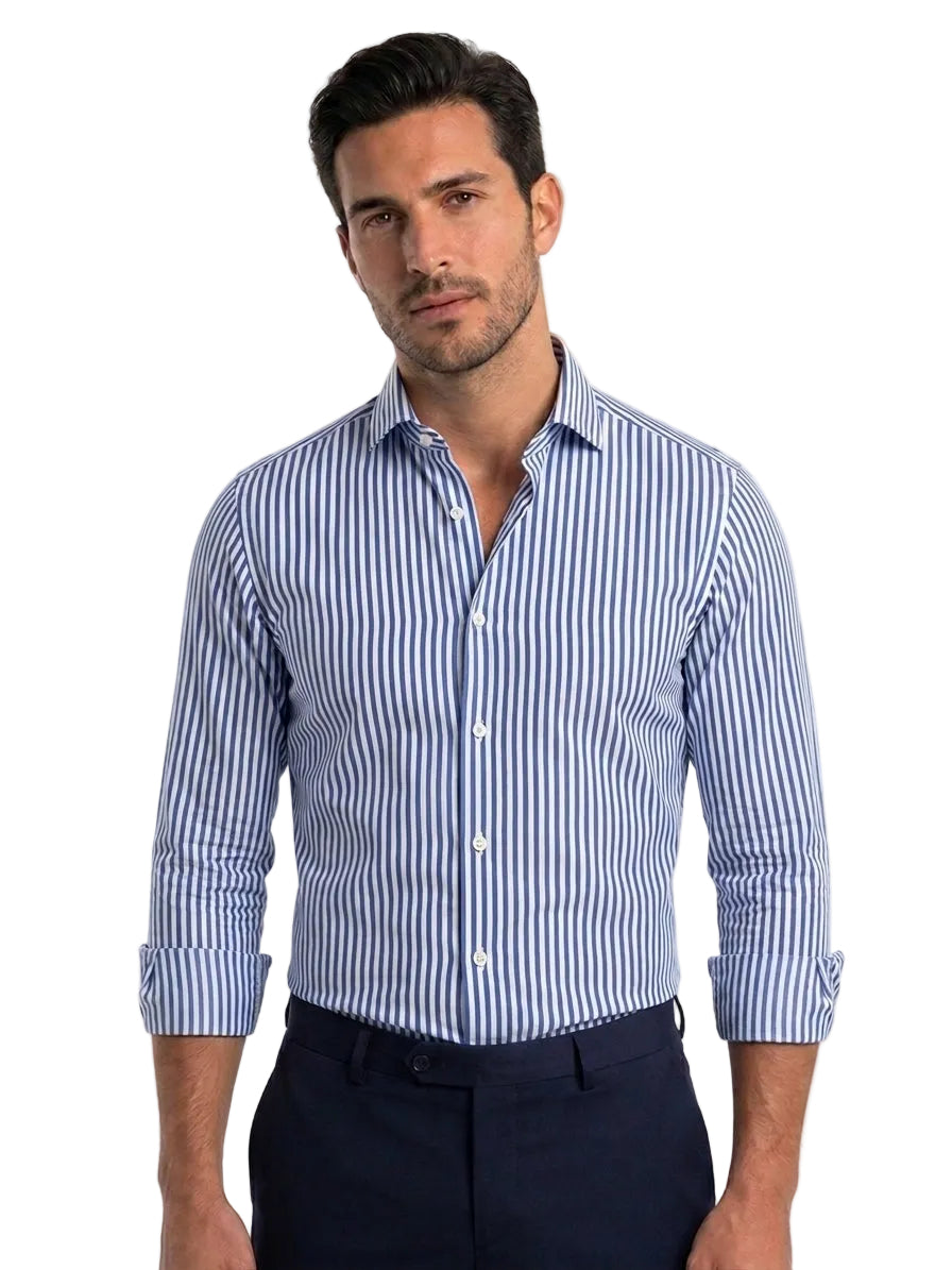 FRAPE ONE Camicia a righe bianco e blu