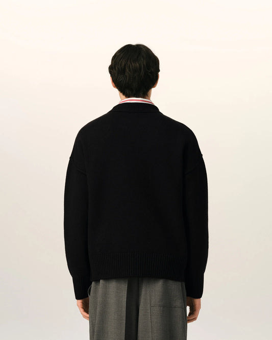 Maglione girocollo Ami de Cœur in lana nera