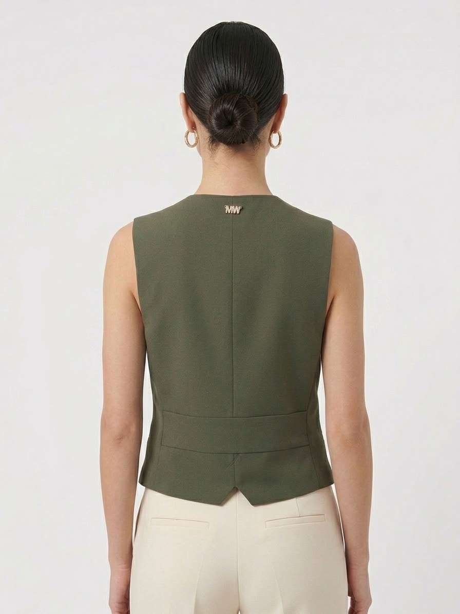 MARKUP Gilet in flanella pettinata con spille decorative