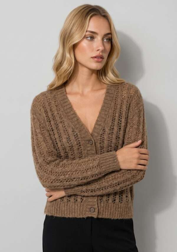MARKUP Cardigan traforato a trecce in filo lurex