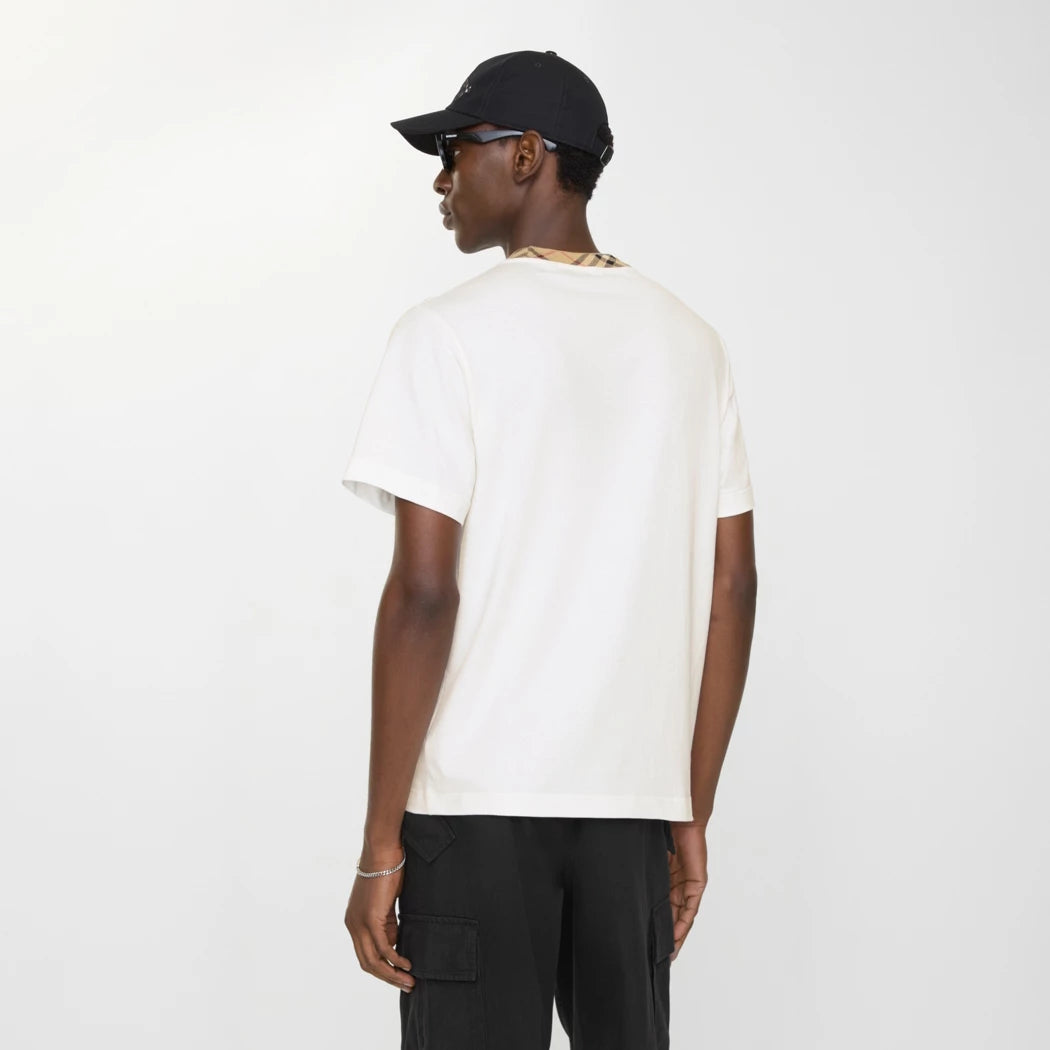 Burberry T-shirt in cotone con finiture Check