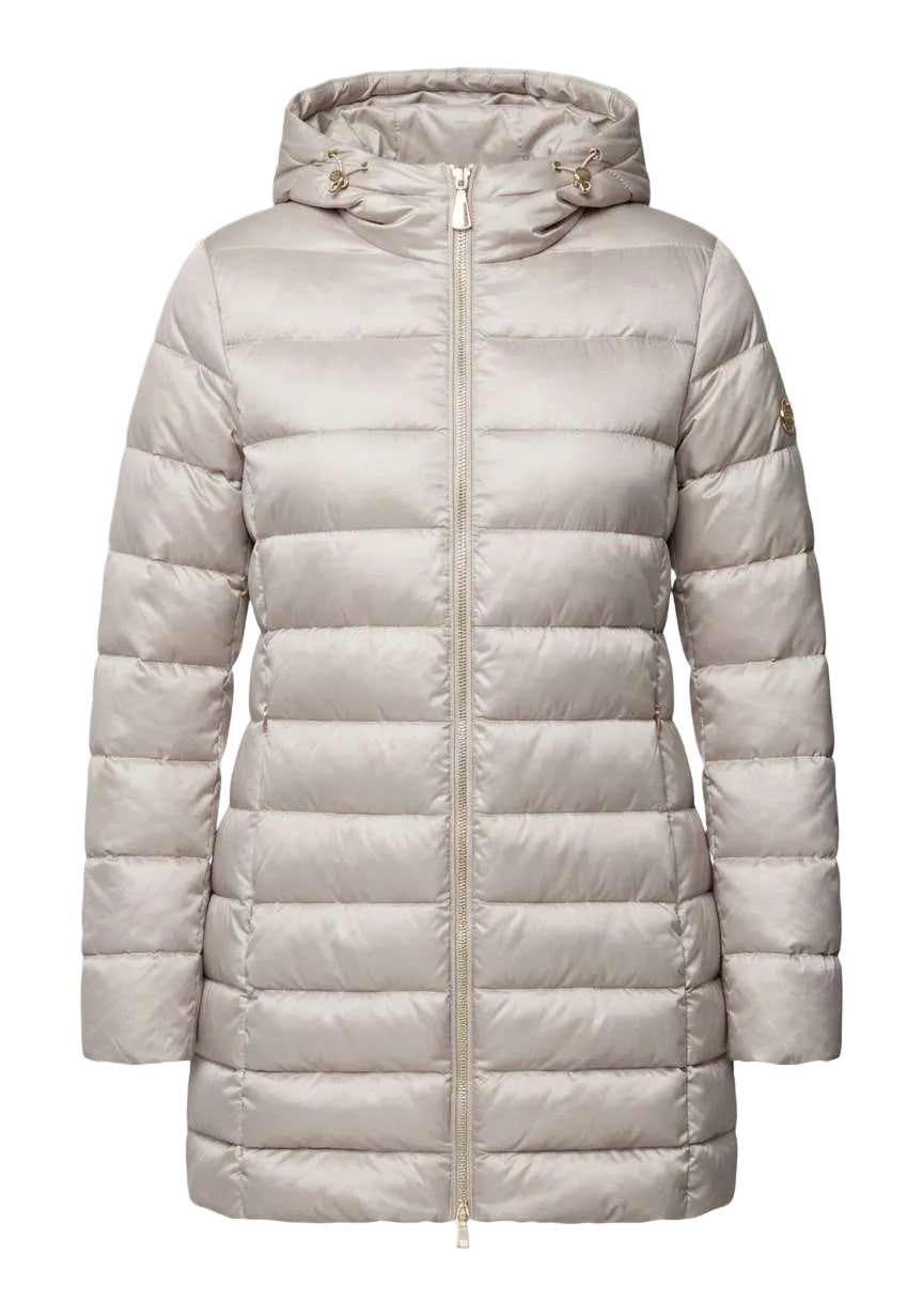 MARKUP Piumino lungo in satin con cappuccio