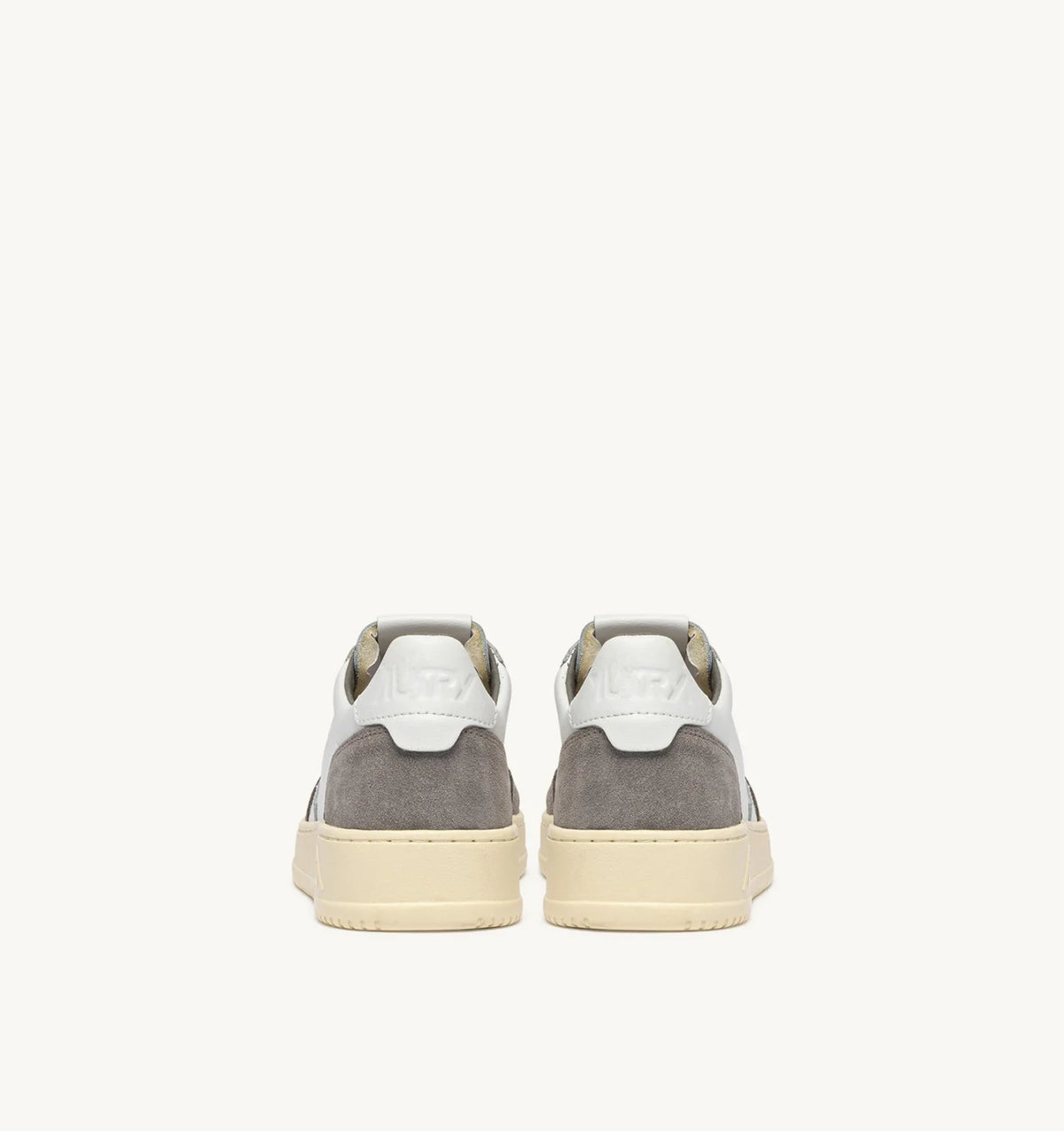 AUTRY SNEAKERS MEDALIST LOW IN PELLE BIANCA E SUEDE CEMENTO