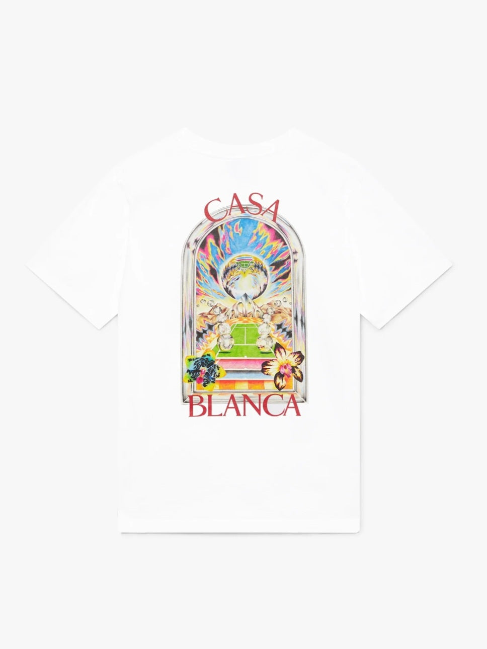 CASA BLANCA White Tennis Landscape Short Sleeve T‑Shirt