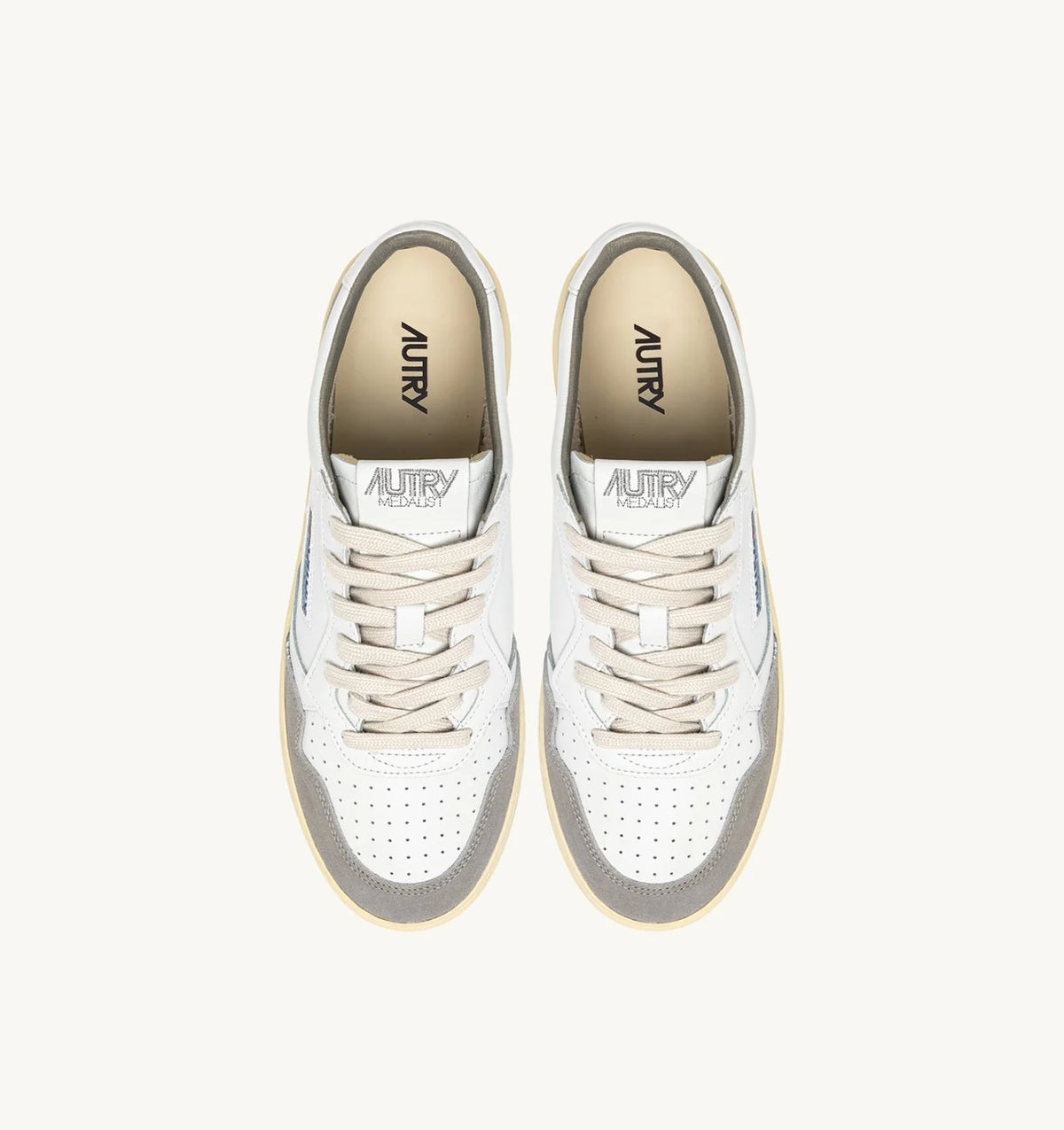 AUTRY SNEAKERS MEDALIST LOW IN PELLE BIANCA E SUEDE VAPOR
