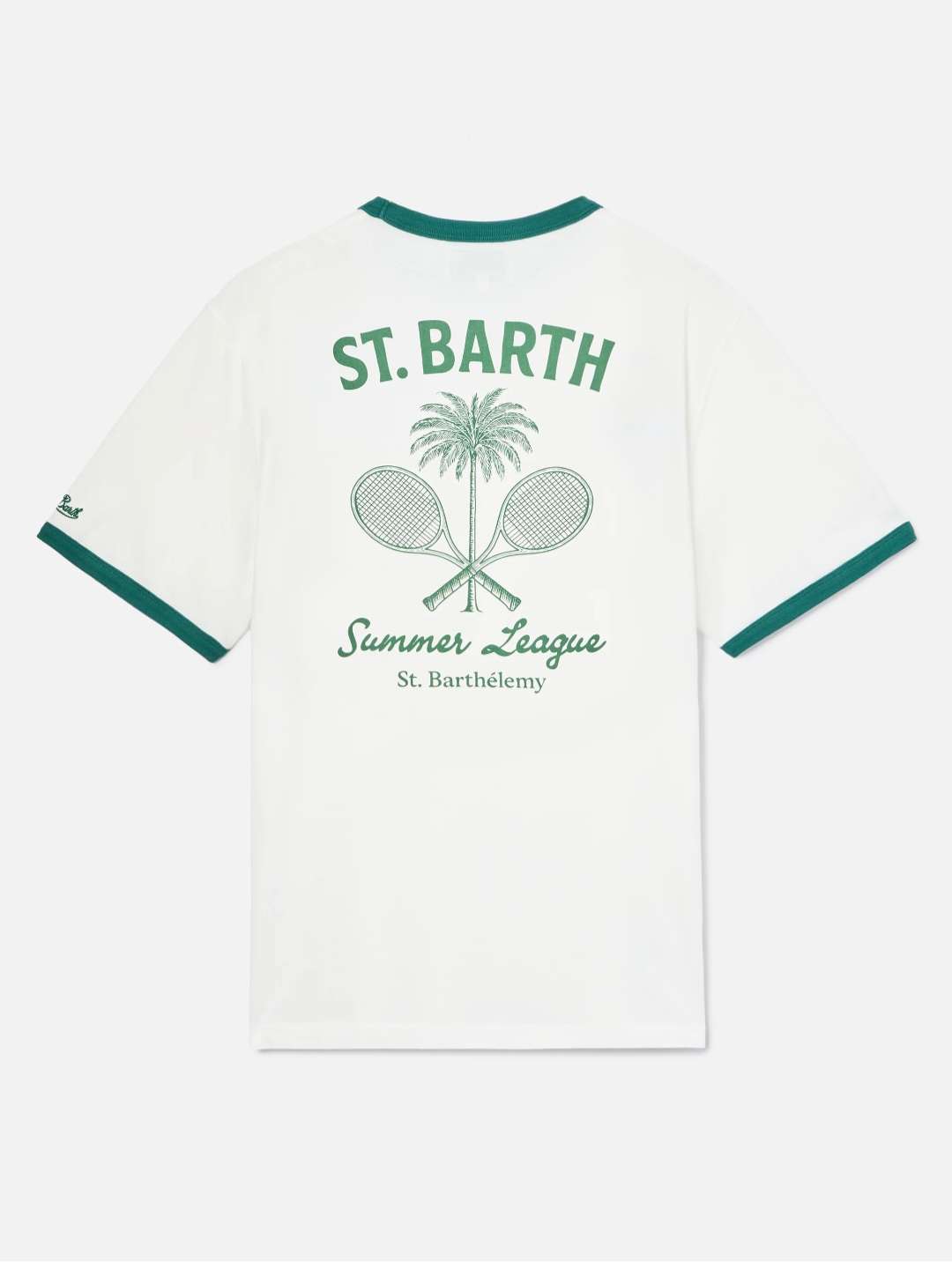 SAINT BARTH T-shirt Dean panna con stampa Tennis League e maxi grafica sul retro