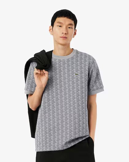 LACOSTE T-shirt Classic fit con monogramma jacquard