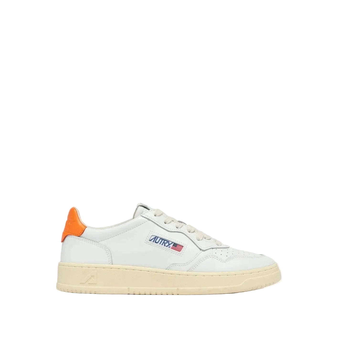 AUTRY SNEAKERS MEDALIST LOW IN PELLE BIANCA E PARSIMMON ORANGE