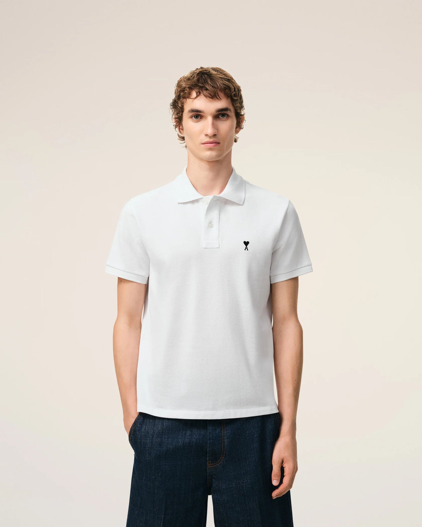AMI White Cotton Short Sleeves Ami De Coeur Polo Shirt