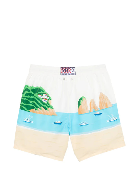 SAINT BARTH Costume mare lunghezza media Gustavia con stampa Capri summer