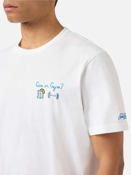 SAINT BARTH T-shirt Portofino bianca con ricamo Gin Or Gym?