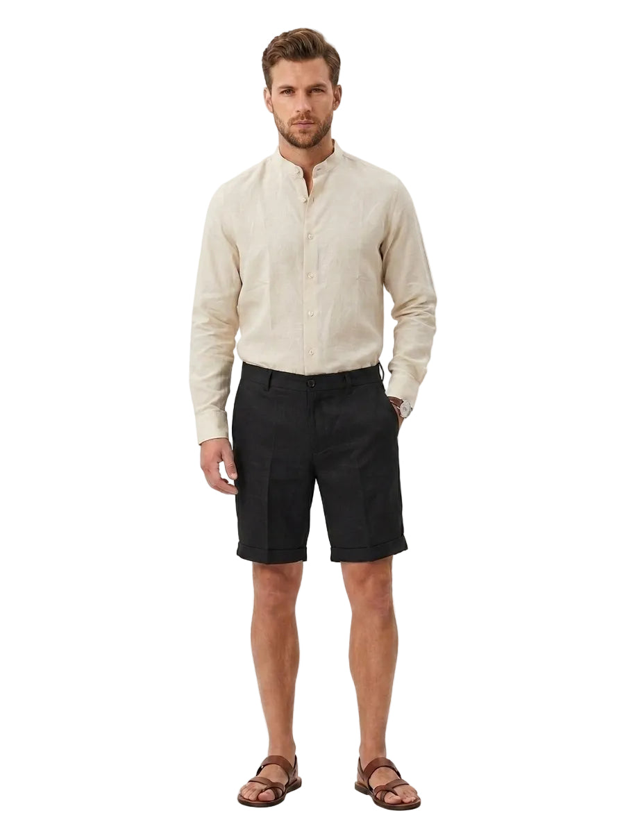 Camicia in puro lino con collo alla coreana FRAPE ONE