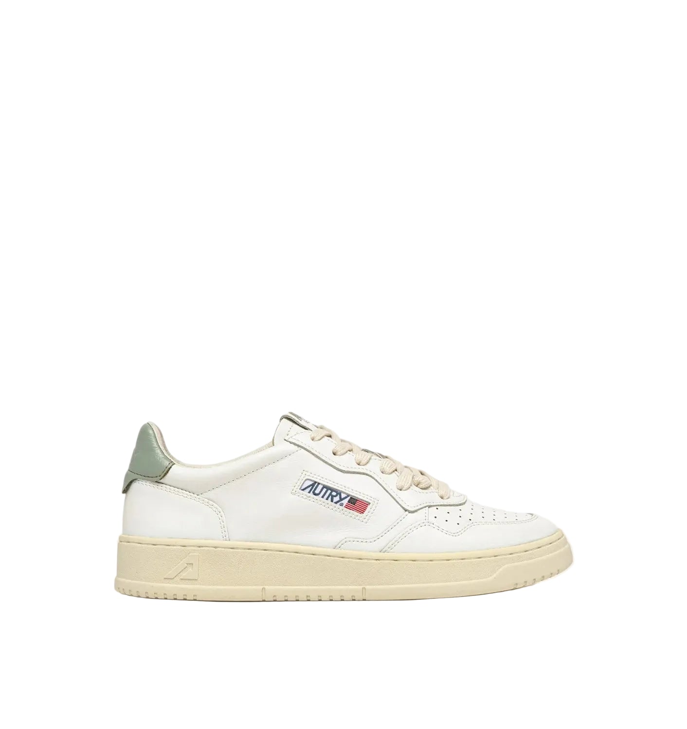 AUTRY SNEAKERS MEDALIST LOW IN PELLE BIANCA E SEA GREEN