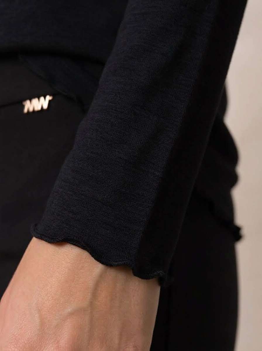 T-shirt girocollo in jersey misto cachemire