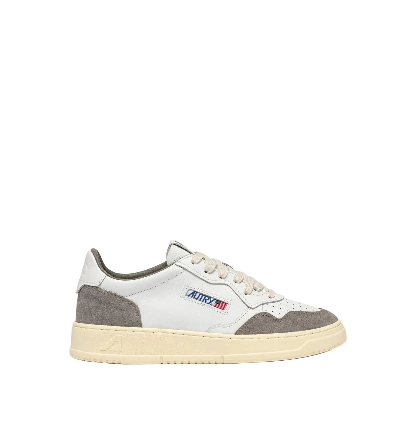 AUTRY SNEAKERS MEDALIST LOW IN PELLE BIANCA E SUEDE CEMENTO