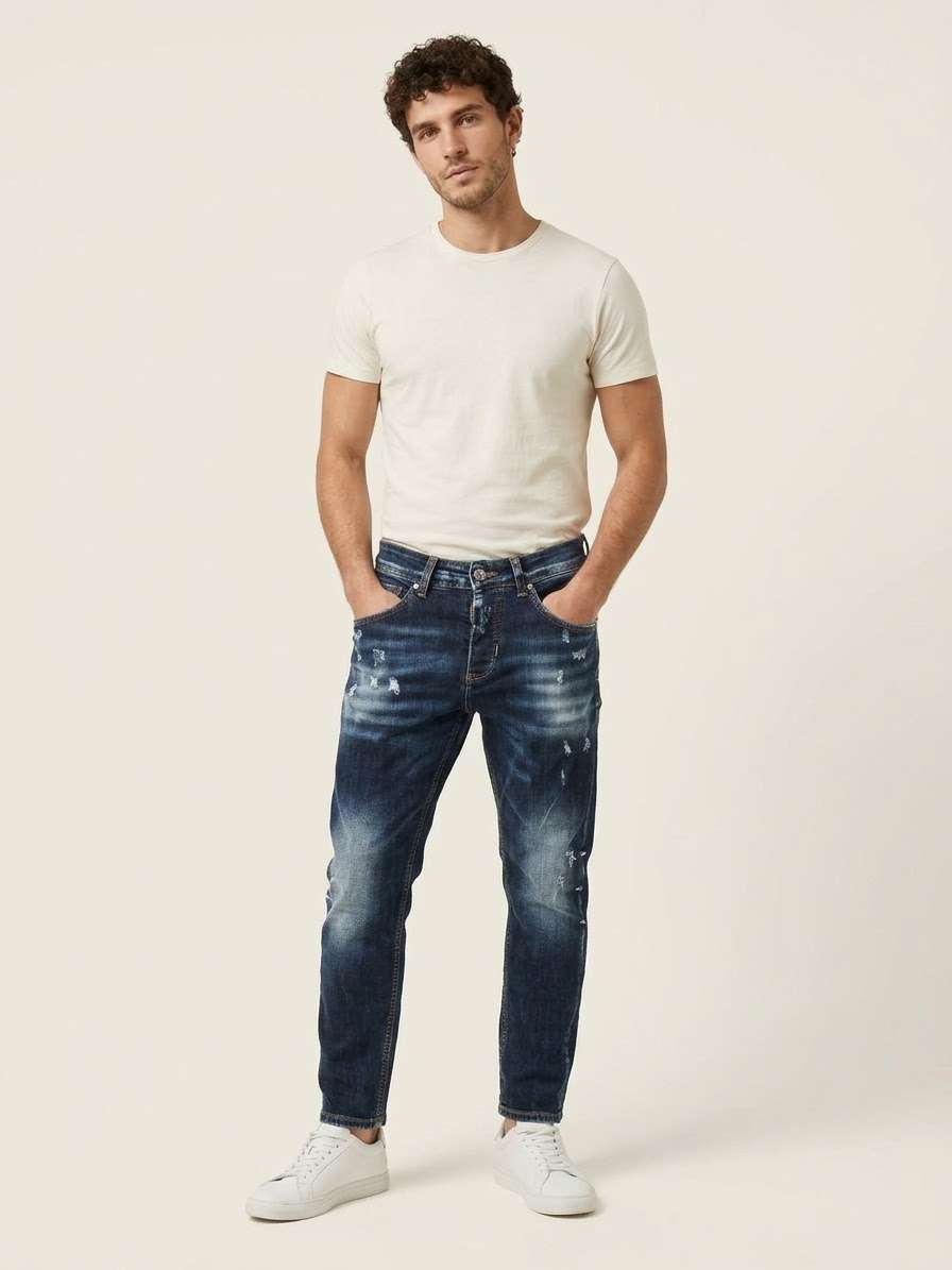 Jeans Uomo Frape One - Modello "New Woll" -blu Scuro