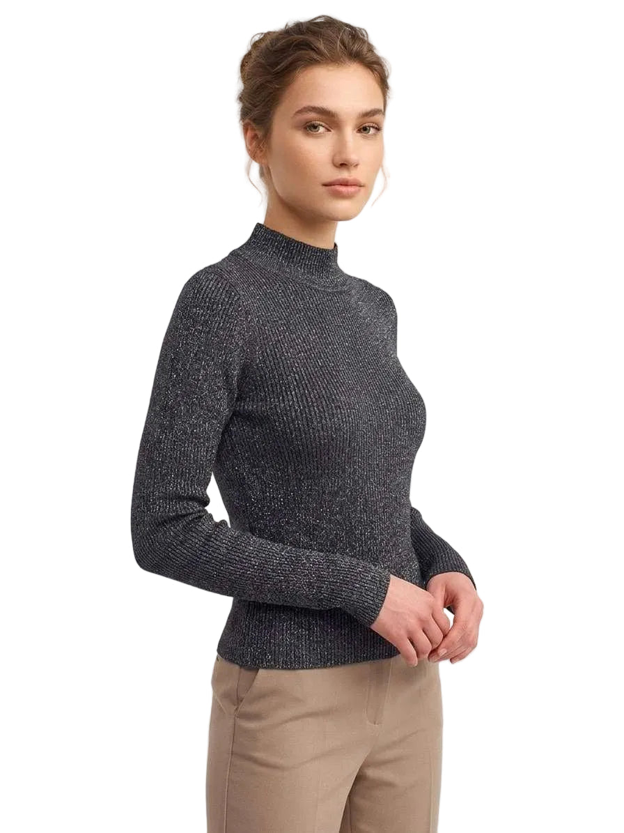 Maglia Donna Lupetto a Costine con Lurex