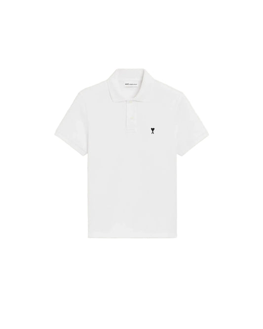 AMI White Cotton Short Sleeves Ami De Coeur Polo Shirt
