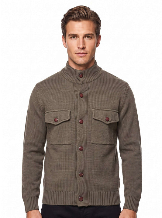 MU64 Cardigan Giacca Uomo in Maglia con Tasche Frontali