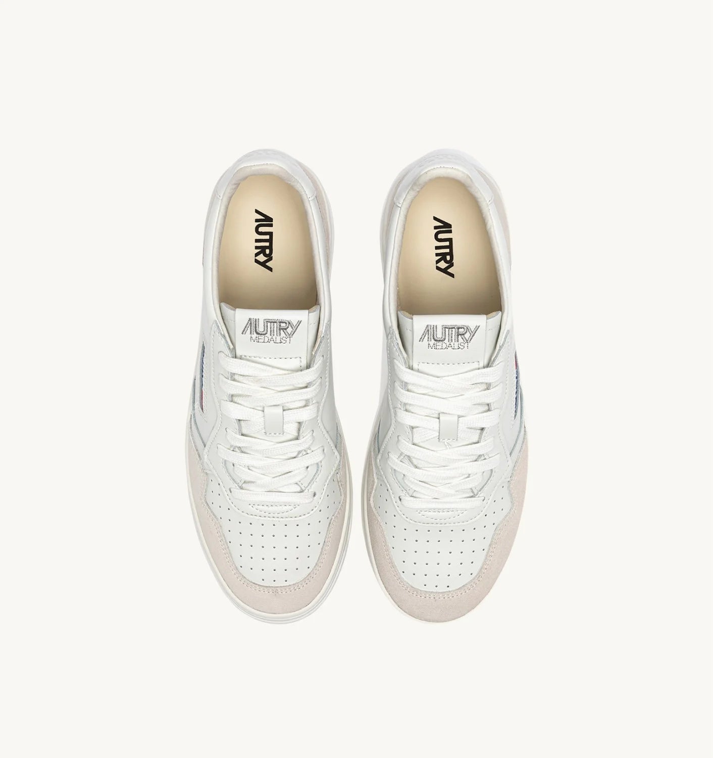 AUTRY SNEAKERS MEDALIST LOW IN SUEDE E PELLE BIANCA